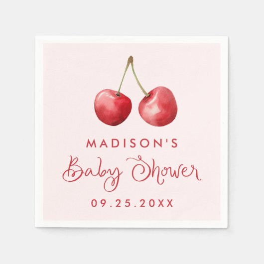 Whimsical Waterverf Cherry Baby shower Servet (Voorkant)
