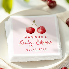 Whimsical Waterverf Cherry Baby shower Servet