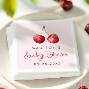 Whimsical Waterverf Cherry Baby shower Servet