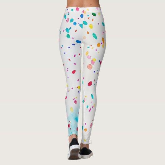 Whimsical Waterverf Confetti Leggings Ontwerp (Achterkant)