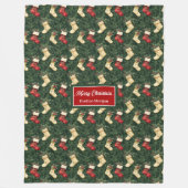 Whimsical waterverf dieprode groene kerst wrap fleece deken (Voorkant)