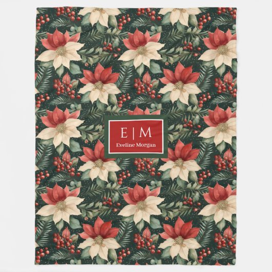 Whimsical waterverf dieprode groene kerst wrap fleece deken (Voorkant)