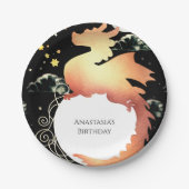 Whimsical Waterverf Dragon Birthday Papieren Bordje (Voorkant)