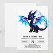 Whimsical Waterverf Dragon Digitale Verjaardag Kaart (Voorkant / Achterkant)