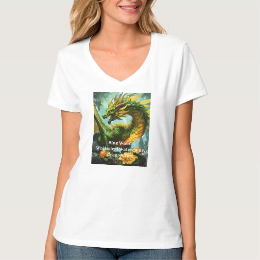 Whimsical Waterverf Dragon T-shirt Artistiek T-shi (Voorkant)