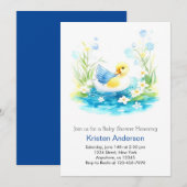Whimsical Waterverf Duckling Boy Baby shower Kaart (Voorkant / Achterkant)