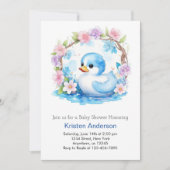 Whimsical Waterverf Duckling Boy Baby shower Kaart (Voorkant)