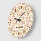 Whimsical Waterverf Earthy Boho Rainbows Name Grote Klok (Hoek)