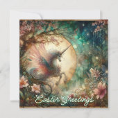 Whimsical Waterverf Eenhoorn Easter Feestdagenkaart (Voorkant)