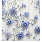 Whimsical Waterverf Elegante korenbloem Schattige Douchegordijn (Voorkant)