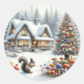 Whimsical Waterverf Enchanted Sprookjeskerst Ronde Sticker (Voorkant)