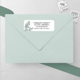 Whimsical Waterverf Eucalyptus trouwadres Etiket