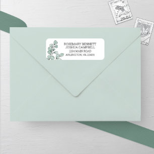 Whimsical Waterverf Eucalyptus trouwadres Etiket