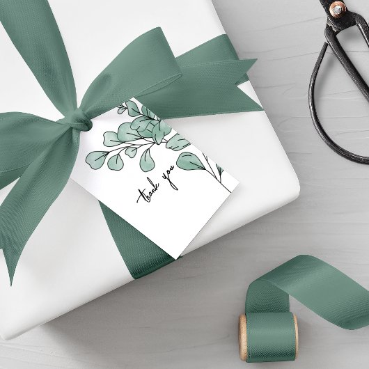 Whimsical Waterverf Eucalyptus Wedding Cadeaulabel