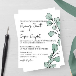Whimsical Waterverf Eucalyptus Wedding Kaart