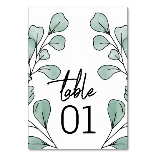 Whimsical Waterverf Eucalyptus Wedding Kaart (Voorkant)