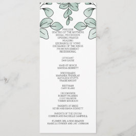 Whimsical Waterverf Eucalyptus Wedding Programmakaart