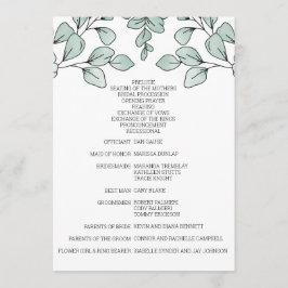 Whimsical Waterverf Eucalyptus Wedding Programmakaart