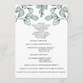 Whimsical Waterverf Eucalyptus Wedding Programmakaart (Voorkant)