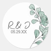Whimsical Waterverf Eucalyptus Wedding Ronde Sticker (Voorkant)