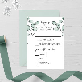 Whimsical Waterverf Eucalyptus Wedding RSVP Kaartje