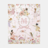 Whimsical Waterverf Fairies Wildflower Meadow Fleece Deken (Voorkant)