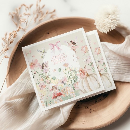 Whimsical Waterverf Fairy 1e Verjaardag Servet