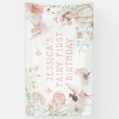 Whimsical Waterverf Fairy 1e Verjaardag Spandoek (Verticaal)