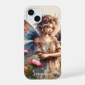 Whimsical Waterverf Fairy met gepersonaliseerde na iPhone 15 Case (Achterkant)