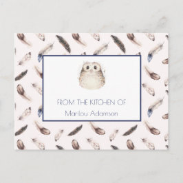 Whimsical Waterverf Feathers en Uil Recept | Briefkaart