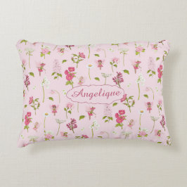 Whimsical Waterverf feeën & bloemen roze Accent Kussen