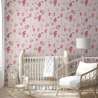 Whimsical Waterverf feeën & bloemen roze Behang
