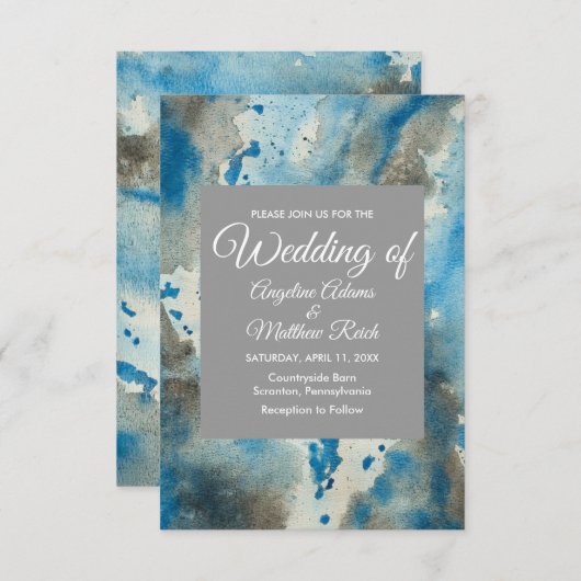 Whimsical Waterverf Floral Blue Modern Kaart (Voorkant / Achterkant)