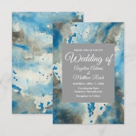 Whimsical Waterverf Floral Blue Modern Kaart