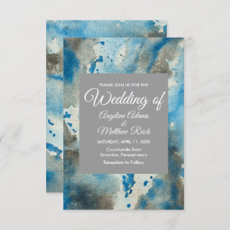 Whimsical Waterverf Floral Blue Modern Kaart
