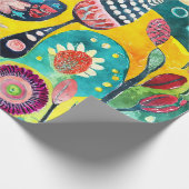 Whimsical Waterverf Floral Burst Cadeaupapier (Hoek)