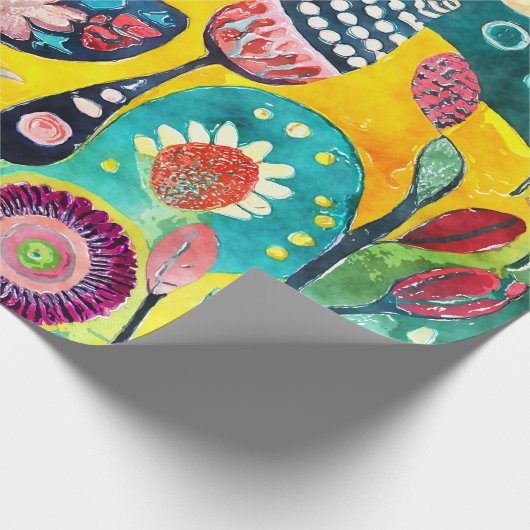 Whimsical Waterverf Floral Burst Cadeaupapier (Hoek)