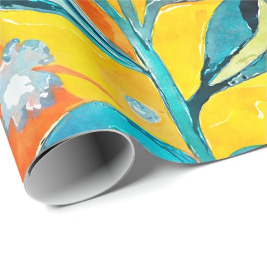 Whimsical Waterverf Floral Burst Cadeaupapier (Rol Hoek)