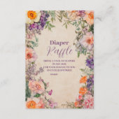 Whimsical Waterverf Floral Diapper Raffle Informatiekaartje (Voorkant)