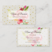Whimsical Waterverf Floral Gold Glitter Stippen Visitekaartje (Voorkant / Achterkant)