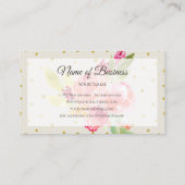Whimsical Waterverf Floral Gold Glitter Stippen Visitekaartje (Achterkant)