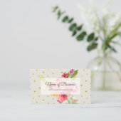 Whimsical Waterverf Floral Gold Glitter Stippen Visitekaartje (Staand voorkant)