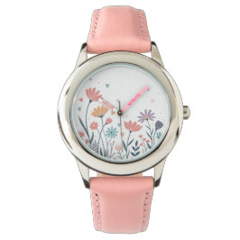 Whimsical Waterverf Floral Horloge