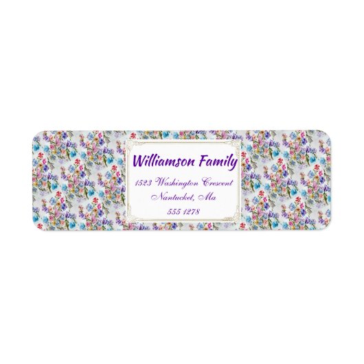 WHIMSICAL WATERVERF FLORAL PATTERN ETIKET (Voorkant)