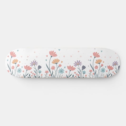 Whimsical Waterverf Floral Skateboard (Horizontaal)