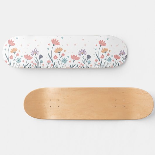 Whimsical Waterverf Floral Skateboard (Horizontaal)