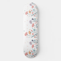 Whimsical Waterverf Floral Skateboard