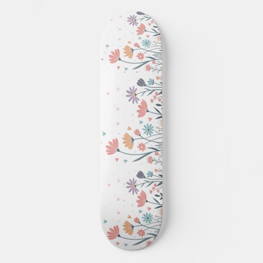 Whimsical Waterverf Floral Skateboard (Voorkant)