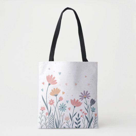 Whimsical Waterverf Floral Tote Bag (Voorkant)