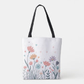 Whimsical Waterverf Floral Tote Bag (Achterkant)